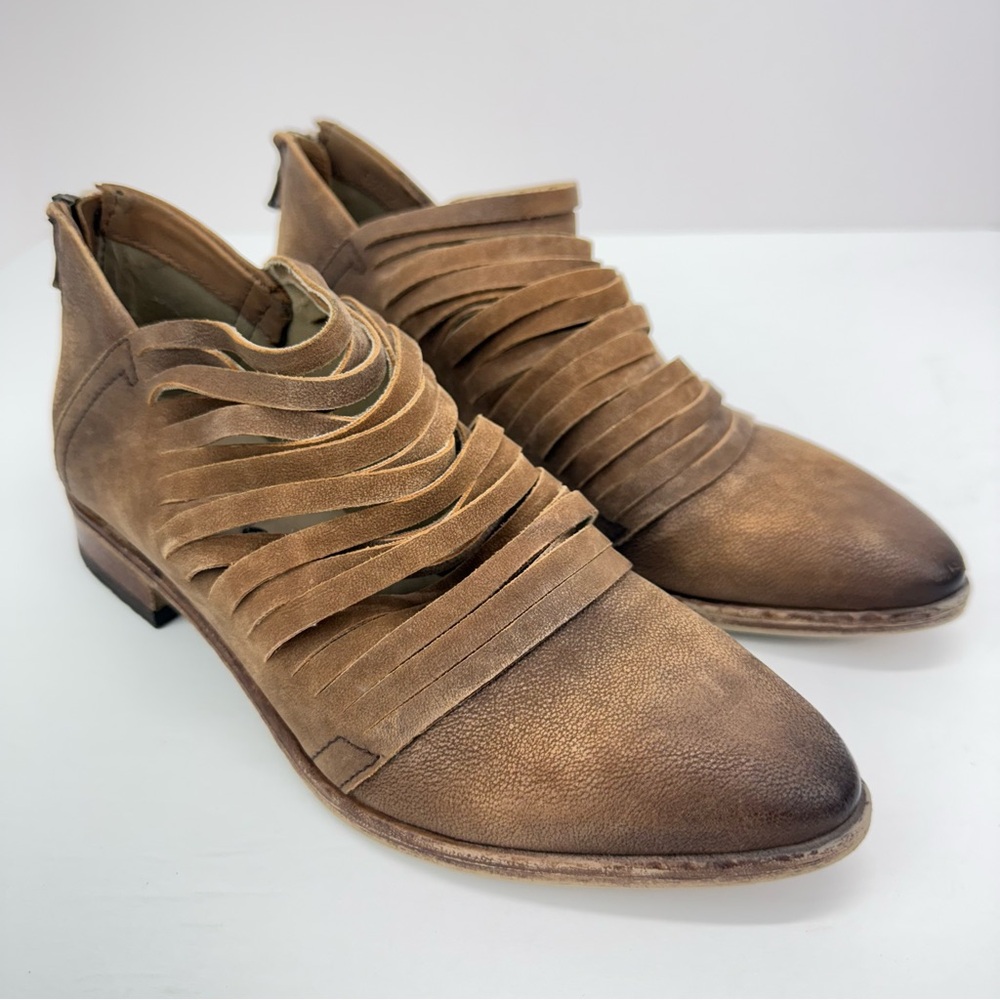 Free People size 37/7 Women’s Lost Valley Tan Leather Strappy Ankle Boots - Picture 1 of 11